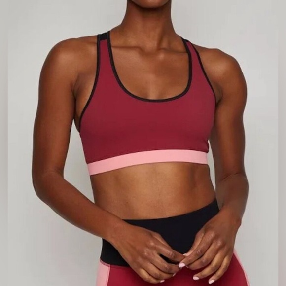 Fourlaps Infinity Sports Bra Large Red Velvet Strawberry Black NWT - Picture 1 of 7